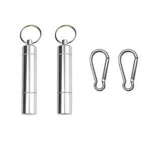 Zasiene Porte Cure-dents 4 pi&egrave;ce Aluminium Boite a Pilule &eacute;tanche Cure-dent Portable Mini Distributeur Cure dent avec Porte-cl&eacute;s pour L'ext&eacute;rieur Voyage de Pique-nique (Zasiene, neuf)