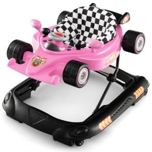 DREAMADE Trotteur Pliable Bébé avec 3 Hauteur Réglable Trotteur Marche Garçon Fille 7-14 Mois avec Plateau Musical&Siège Amovible,Chariot de marche Charge 12 KG (Rose) (DREAMADE, neuf)