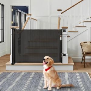 Barriere de Securite Enfant Barriere de Securite Chien Escalier pour Chien- Barriere de Securite Enroulable pour Escaliers,86 * 150cm - Noir (Willanmd, neuf)