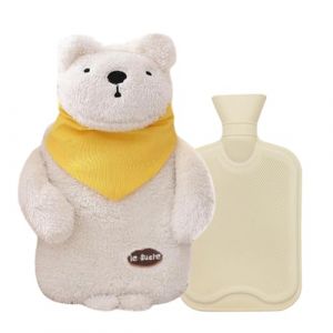 Bouillotte animal 1L PVC, Bouillotte avec Housse en Peluche Douce, Bouillotte Eau Chaude pour Enfant et Adulte, pour Main Dos Chaufferette Chaleur Confort (K) (TIANDAOCHOUQIN-DE, neuf)