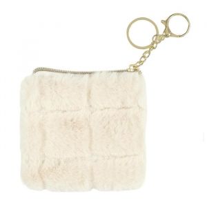 Porte Monnaie en Fausse Fourrure Fluffy 10cm Cr&egrave;me (Paris Prix, neuf)
