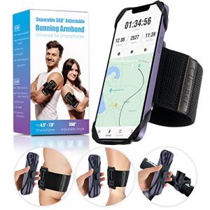 Cikyner Brassard de Sport, 3 en 1 Brassard de Téléphone Support de Téléphone de Vélo 360° Rotatif et Détachable Brassard Sport pour 4.5-7'' iPhone Huawei pour la Course à Pied, la Randonnée (SkylarkEU, neuf)