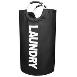 Paniers à linge pliable, 90L Panier à Linge avec poignée, Sac à Linge en Tissu Oxford, Panier Linge Sale Bac Linge Sale, Corbeille à Linge portable, trieur à linge (Noir) (希卡亚, neuf)