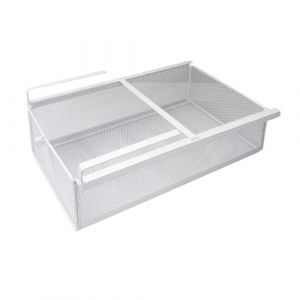 LOVIVER Panier en Fer à Tiroir Coulissant Suspendu, Panier de Rangement Coulissant sous Étagère, Organisateur de Rangement sous Armoire pour Chambre à Coucher/Comptoir/Armoire, Blanc, 29 * 36 * 9cm (LOVIVER FR, neuf)