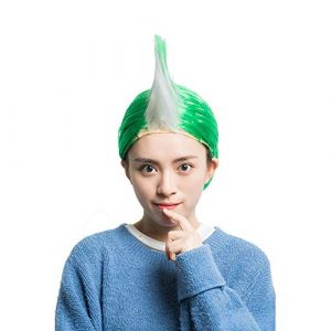 HOOLAZA Perruque punk rock moelleuse pour femme, verte et blanche, pour Halloween, Noël, fête, cosplay (good stuff A, neuf)