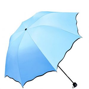 Maibar Parapluie Pliant Femme Anti-UV Dentelle Parapluies Ombrelle Parasol Umbrella Venteux Pluie en été (L-Bleu ciel) (Maibar, neuf)