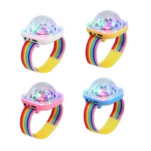 Lancoon Disco Ball Light Portable Mini Lampe LED Portable Nuit Stroboscope Montre Bracelet USB Charge Vocale Contrôlée avec Ventouse pour Enfant Party Voiture Danse DJ Club (Rose/Jaune/Bleu/Blanc) (Lancoon, neuf)