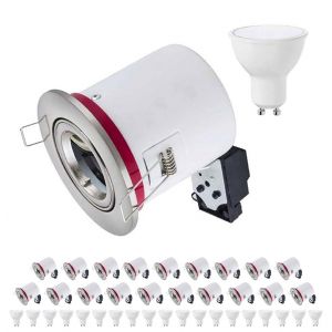 Europalamp - 20BBC20A7W01_NEW - 20 Spot BBC Orientable RT2012 IP20 Alu bross&eacute; + Ampoule GU10 7W Blanc Chaud + Douille (Europalamp, neuf)