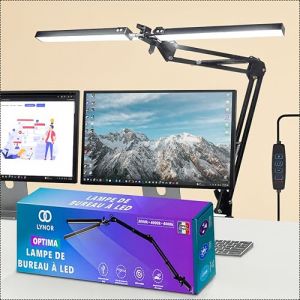 Lynor Lampe de bureau LED puissante &agrave; bras articul&eacute; &ndash; lampe de bureau d&rsquo;architecte orientable pour dessin et t&eacute;l&eacute;travail, lumi&egrave;re sans scintillement r&eacute;glable, alimentation USB, pince m&eacute;tallique (Lynor shop, neuf)