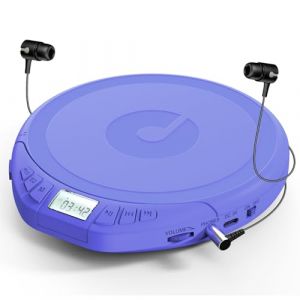 Gueray Lecteur CD Portable Lecteur CD Enfant HiFi Lecteurs CD pour Voiture avec écouteurs Ecran LCD Support Prog ASP Fonction mémoire Fonction de répétition Sound Effet Bleu (tangljuk, neuf)