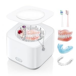 Nettoyeur Ultrasons, 43000 Hz Nettoyeur Ultrason Appareil Dentaire Pour les Prothèses Dentaires, les Aligneurs, les Têtes de Brosse à Dents, Bac Ultrasons 360° Efficient Cleaning 200ml (MINGYAN, neuf)