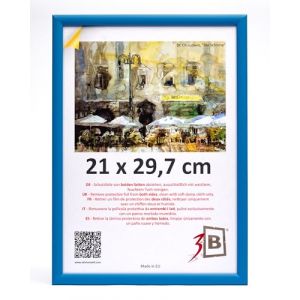 3-B Cadre de l'image MAUI - Bleu Clair - 21x29,7 cm (A4) - cadre photo en bois avec verre acrylique (Waldorff GmbH, neuf)