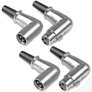 Greluma 4 Pièces Connecteurs XLR à 90 degrés à 3 broches, 2 paires de connecteurs XLR mâle/femelle à angle droit, prise de câble de micro coudé, prise Audio de microphone (Lumatech-EU, neuf)