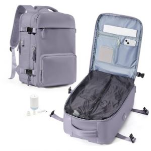 wassdins Sac à Dos sous Vide avec Pompe, Voyage Cabine Avion Ryanair Cabine 40x20x25, Sac à Dos Compression sous Vide Poche Antivol, Porte Gourde, Femme & Homme (Wassdins   Store, neuf)