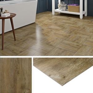 Livelynine Dalle PVC Adhesive Sol Salle de Bain 30x30CM Lino Sol Adhesif Effet Parquet Imperméable 32-Dalles Carrelage Adhesif Sol Effet Bois Chêne Sol PVC Adhesif Cuisine Chambre Carrelage Sol Salon (Livelynine Euro, neuf)