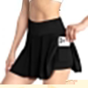 AUYAO Jupe de Tennis Femme, 2 en 1 Jupe de Golf Mini Skorts Skirt Plissée avec Poches et Pantalon, Croisée en V et Taille Haute, pour Golf, Cyclisme, Randonnée, Course à Pied(L) (Yadark, neuf)