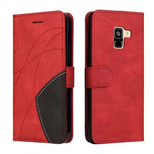 Fatcatparadise Coque pour Samsung Galaxy A8 2018 / A5 2018, Etui en Cuir PU Portefeuille Housse Fermeture Magnétique und Protection Case avec Antichoc TPU, Etui à Rabat, Fentes pour Cartes (Rouge) (Fatcatparadise, neuf)