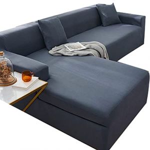 VEAI Housses de Canapé d Angle Couverture de Canape en Forme de L Couvre Canape Gris/Beige/Bleu Housse de Canapé Extensibles avec Méridienne Gauche/Droite Housse Protection Canapé (anbuhuwai, neuf)