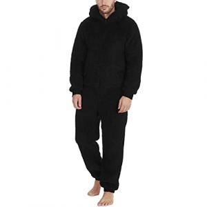 YOSUWOAI Combinaison pour homme Teddy Fleece Onesie Pyjama Combinaison moelleuse et douce Pyjama de nuit V&ecirc;tement de d&eacute;tente chaud et c&acirc;lin en peluche Pyjama d'hiver confortable Long costume de loisir (LDeianp, neuf)