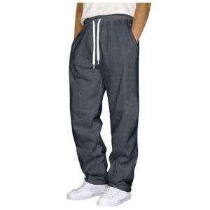 Jogging Homme Pantalon Baggy Sweatpants Mode Sport Pantalon de Surv&ecirc;tement Taille &Eacute;lastique Pants Large Workout Training Chaud Pants Poches Automne de surv&ecirc;tement Homme doubl&eacute; (Dark Gray, XXXL) (anchuanj, neuf)