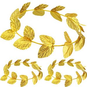 Cindeer 3 Pièces Couronne de Laurier Bandeau de Feuille Romaine Coiffe Grecque Dorée Costume de Déesse pour Femmes Hommes Halloween Coiffe Décoration de Fête (Wingfun, neuf)