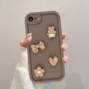 Kueqeay Coques pour iPhone 7/8/iPhone SE 2022 /SE 2020 4,7'', &Eacute;tui Aesthetic Fille Noeud Papillon Mod&egrave;le 3D Dessin Cute Marron Souple Case Housse de Antichoc Camera Protection Cover Cadeau Femme, 03 (Lack Peter EU, neuf)