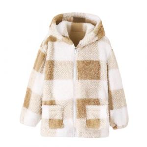 XINYUNZU Fille Veste polaire à Capuche chaude Manteau à carreaux avec poche Zipper Blouson Mignon Coat Girls Vêtement Hiver Manteaux Enfant 4-14 Ans Kaki 12 ans (RBYWBT, neuf)