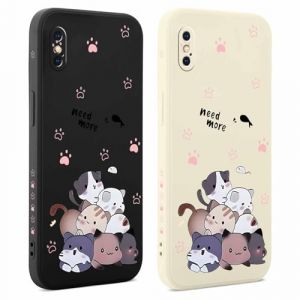 Coiwxmoi 2 Pièces Coque pour iPhone X/XS 5,8 Pouces, Étui de Protection avec Aesthetic Design Motif, Antichoc Silicone TPU Anti-Rayures Housse Etui Bumper Cover pour iPhone X/XS, Chat 03 (Ian James Craig, neuf)