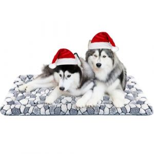 VANKEAN &Eacute;l&eacute;gant Tapis de Cage pour Chien r&eacute;versible, Tapis de Couchage Doux pour Animal de Compagnie Convient pour Les Chiens et Chats de Petite et Grande Taille Lavable en Machine Motif Pierre Grise (VANKEAN-EU, neuf)