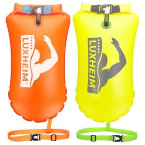 LUXHEIM Lot de 2 bou&eacute;es de Natation flottantes pour Natation en Eau Libre - Bien Visible - Sac &eacute;tanche - Gonflable en PVC - pour Triathlon (HONGJIEKEJI, neuf)