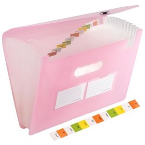 YOPEUC Rangement Papier Administratif 13 Pochettes,33 x 23,8cm Classeur Organiseur Extensible Accordéon Document,Classeur Range Document,Organisateur de Documents A4 pour Bureau École, Maison （Rose） (JUNZHENKJ, neuf)