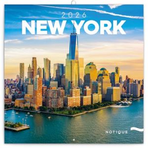 NOTIQUE Calendrier mural 2026 New York avec brochures mensuelles, 30 x 30 cm, 30 x 60 cm, ouvert (PRESCO GROUP A.S., neuf)
