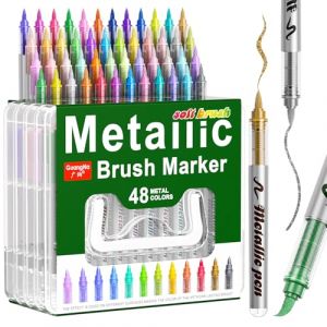 Sanyetral M&eacute;talliques Feutre Acrylique, 48 Couleurs Stylo Metallique Paillette Marqueur Acryliques pour Bois, Toile,Tissu, Verre, M&eacute;tal, Papier, C&eacute;ramique, &oelig;ufs de P&acirc;ques, D&eacute;corations (48) (Sanyetral, neuf)