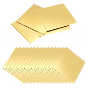 15 pi&egrave;ces 0,5 mm x 50 mm x 50mm Feuille de laiton,Plaque en laiton dor&eacute;,Plaque m&eacute;tallique en laiton,Plaque en laiton robuste,Plaques de laiton film&eacute;es,pour Bricolage, D&eacute;coupe, Artisanat (jaune, 15) (SCDZ-EU, neuf)
