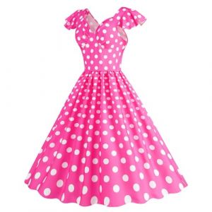 Robe Rockabilly Pin Up à Carreaux Audrey Hepburn 1950s - Deguisement Cocktail Vintage à Bretelles - Jupe Mi-Longue Trapeze Femme (ELECTRI, neuf)