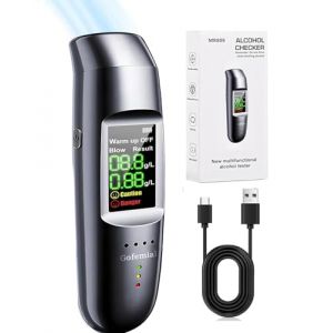 Gofemial Ethylotest Electronique, Ethylotest Electronique Homologu&eacute; NF Ethylometre Alcootest Portable Num&eacute;rique Testeur d'alcool avec Ecran LCD d'Affichage, La Diffusion Vocale Alcoometre (玉修旺庄, neuf)