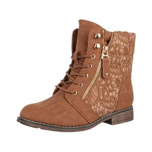 Elara Bottines Femme Bottes de Travail Chunkyrayan B9812-KB Camel-40 (Elara-Shop Preise inkl. MwSt, neuf)