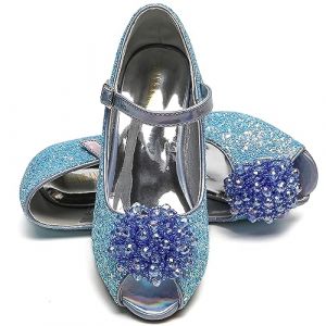 ELSA & ANNA Chaussures de Princesse pour Filles - Reine des Neige à Talons de 3cm - Déguisement Scintillant pour Fêtes et Anniversaires - BLU23, Bleu, 31 EU (UK1STCHOICE-ZONE, neuf)