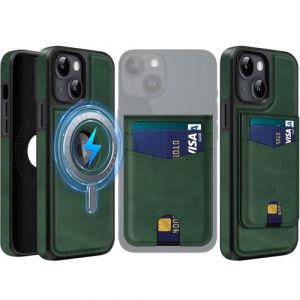 MOBESV 2 in 1 Coque en Cuir pour iPhone 14 avec Portefeuille Support, &Eacute;tui Magn&eacute;tique Compatible avec MagSafe, Housse avec Porte Cartes &Eacute;l&eacute;gant (Vert fonc&eacute;) (NineFox, neuf)