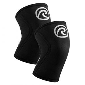 Rehband Genouill&egrave;re en n&eacute;opr&egrave;ne de 5 mm pour soutenir les genoux - Stabilise les articulations et les muscles - Id&eacute;al pour le sport la musculation, Couleur:Argent/Noir - 1 Paire, Taille:M (Rehband, neuf)