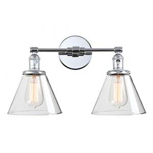 Phansthy Applique murale lampe murale 2 Flambeaux en Verre Transparent en Forme d'Entonnoir - Applique Murale Vintage Industrielle Int&eacute;rieure Moderne - &Eacute;clairage Mural Loft - Applique de Cuisine (Phansthy Technology, neuf)