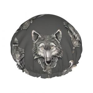 Bonnet de douche imprimé motif loup 02, élastique et réutilisable, pour cheveux longs et courts, bonnet DoubleHair (ruianshihuichenjiayouzhanguanliyouxiangongsi, neuf)