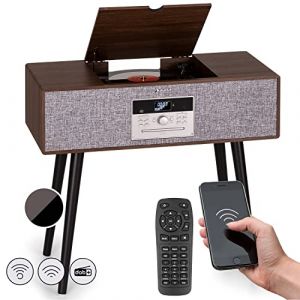 Auna Platine Vinyle Bluetooth, Tourne Disque CD, USB, DAB+, FM Radio Avec Haut-Parleur, Tourne-Disques Audio 33 Tours, Chaîne HiFi, Lecteur Vinyles, Télécommande (Electronic-Star-FR, neuf)