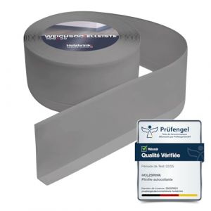 HOLZBRINK Plinthe PVC flexible 100x25mm, 15 m | Plinthe souple pour prot&eacute;ger mur cuisine, garage, couloir| Corni&egrave;re PVC | Couleur : gris (Jumbo-Shop, neuf)