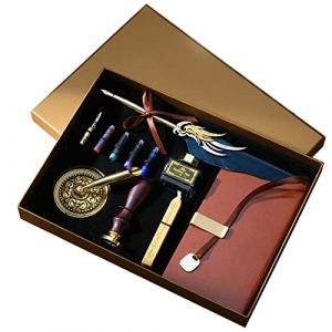 JasCherry Stylo Dip à Plume Set, Plume Calligraphie et Encre avec Sceau de Cire, Encre et Carnet, Coffret Cadeau pour Signatures, Calligraphie, Dessin, Ecriture, Décoration (WinWinShopEUDirect, neuf)