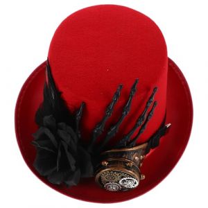 CALLARON Chapeau Steampunk - Chapeau Haut-De-Forme D'Halloween Avec Tête De Mort Et Motif Rose Casquette De Costume Unisexe Pour Fête Cosplay Pour Hommes Et Femmes (Raindrops On Roof, neuf)