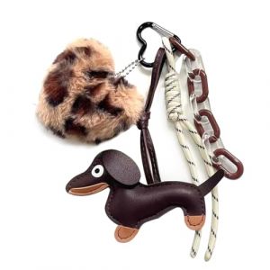 NHQZ Porte-clés teckel en cuir synthétique,porte clef peluche,porte clef voiture,teckel porte-clés cadeau,dachshund porte clef chien cadeau,porte clé mignon,porte clef femme (NHQZ, neuf)