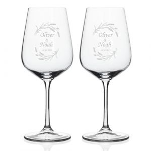 Wanapix | Pack 2 Verres à Vin Personnalisés | Verre à Vin en cristal gravés | Pack de Verres à Vin en cristal Bohème personnalisables par gravure | Flowers (Wanapix, neuf)
