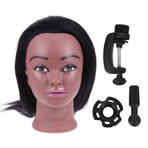 MUCKLILY T&ecirc;te &agrave; Coiffer Afro Professionnelle Cheveux Naturels Pour Coiffure Et Entra&icirc;nement Cosm&eacute;tologie Mannequin Avec Socle Mod&egrave;le Peau Noire Adapt&eacute; Aux &Eacute;tudiants Et Coiffeurs (Senike, neuf)