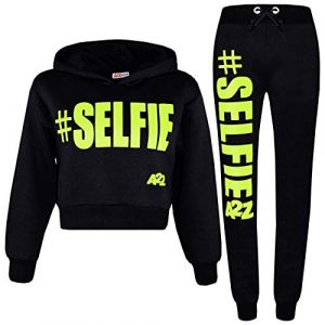 A2Z 4 Kids® - Survêtement pour fille avec inscription imprimée #Selfie - combinaison à capuche en polaire pour fille joggeuse de 5, 6, 7, 8, 9, 10, 11, 12 ou 13 ans - - 11 ans (A2Z 4 Kids®, neuf)